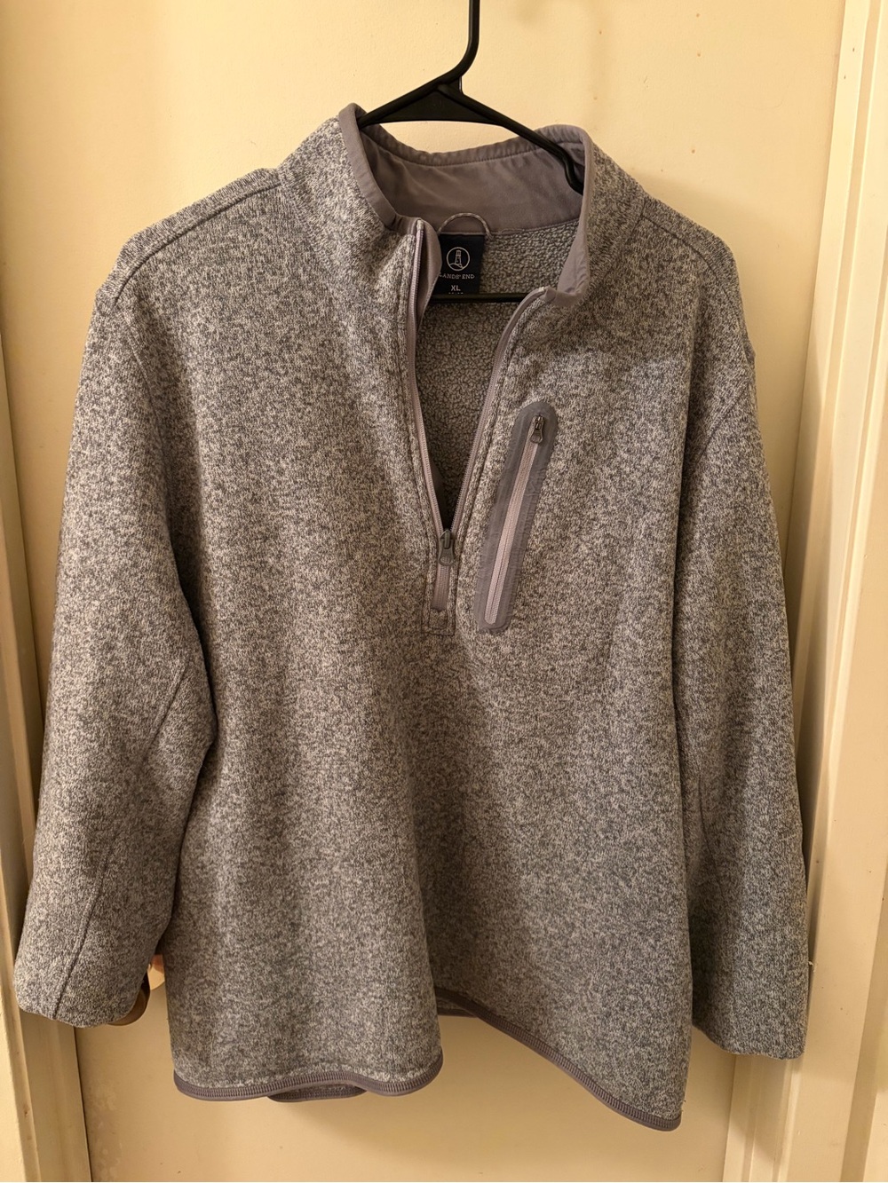 Lands' End Men's Gray Heather Quarter-Zip Pullover